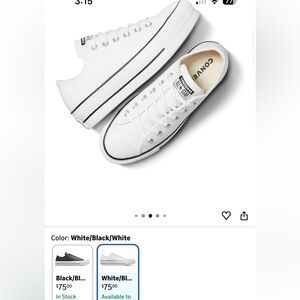 Converse White platform Leather Sneakers W 7.5